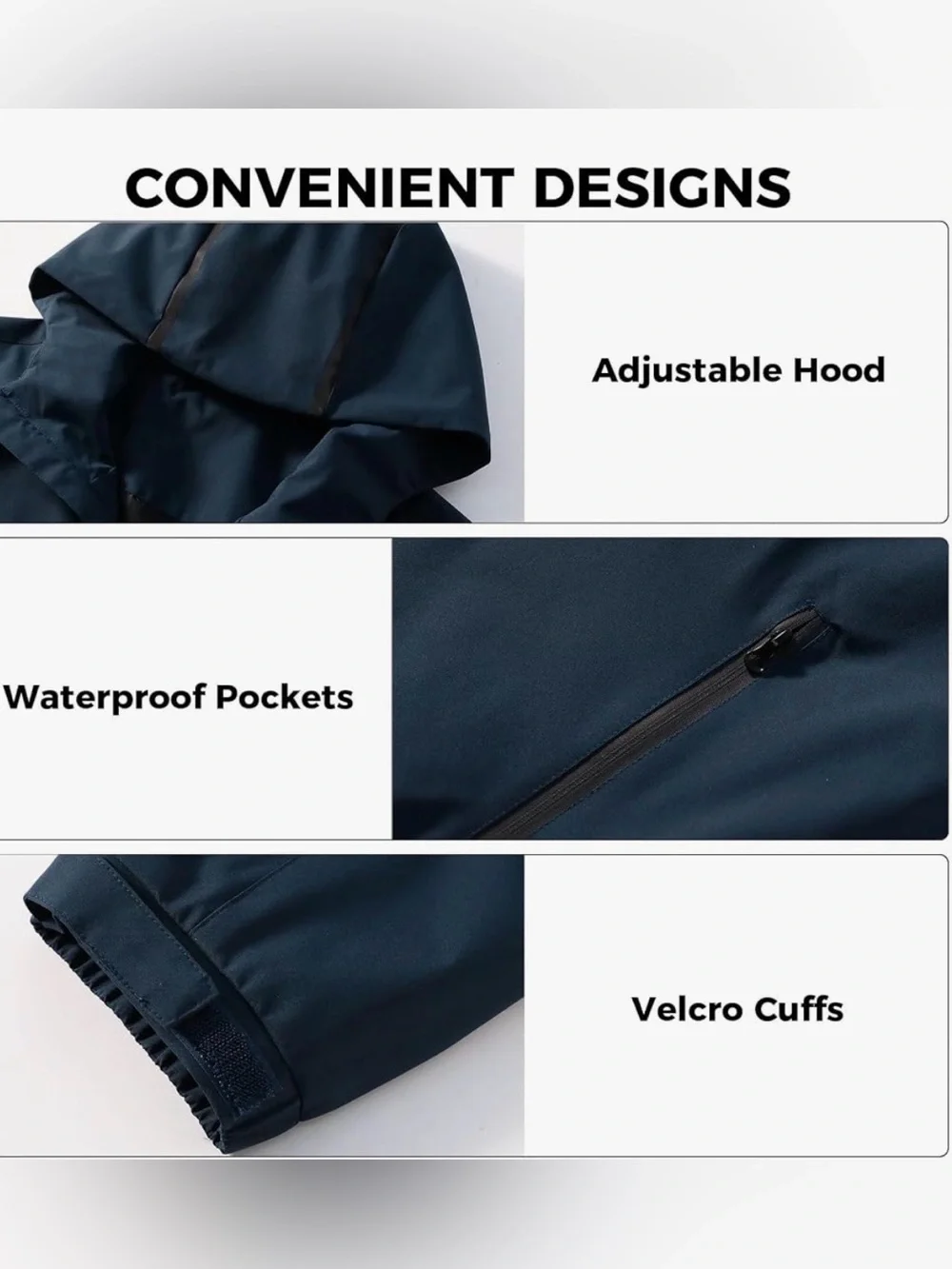 Mens (L) Lightweight Hooded Windbreaker Waterproof Rain Jacket Hiking